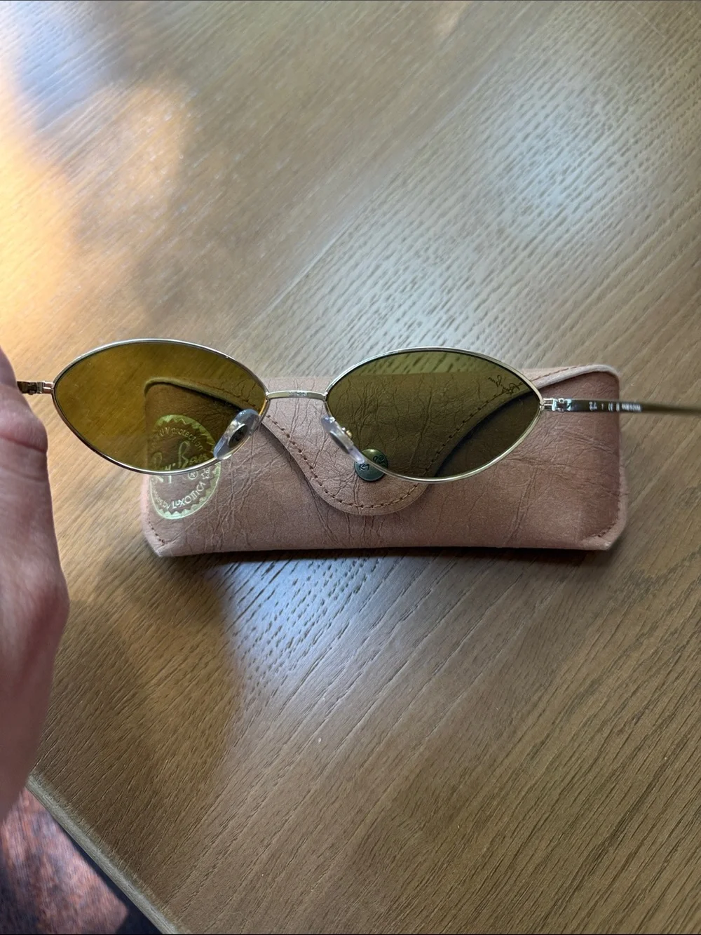 Ray-Ban Gold Frame Sunglasses with Olive Green Lenses